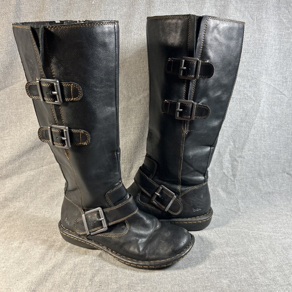 b.o.c. Born Virginia Boots Womens 7M Wide Calf Black Tall Riding Buckle